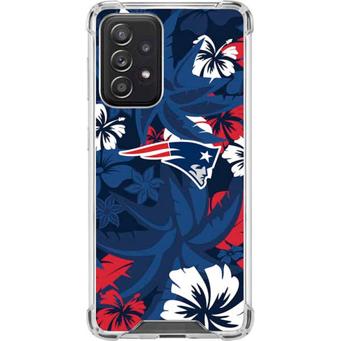NFL New England Patriots Tropical Print Galaxy A52 5G Clear Case